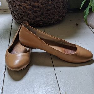 Tan leather flats, size 10.5